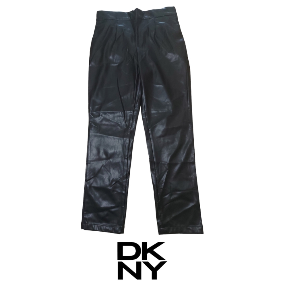DKNY Black Pull On Faux Leather Pants